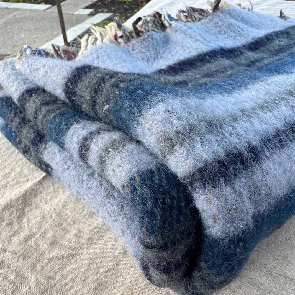 Vintage 1960s Macnab of Haddington Scotland Wool Plaid Travel Rug Blanket Fringe